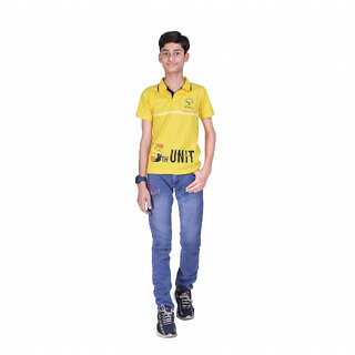                       Kid Kupboard Collared Neck Cotton Boys T-Shirt Light Yellow, Half-Sleeves, Pack of 1                                              