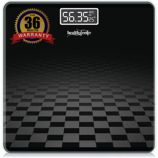Healthgenie Digital Weight Machine Thick Tempered Glass LCD Display Weighing Scale (BlackChecker Healthgenie Digital Weight Machine Thick Tempered Glass LCD Display Weighing Scale (BlackChecker