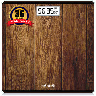 Healthgenie Digital Weight Machine Thick Tempered Glass LCD Display Weighing Scale  (Rich Wood)