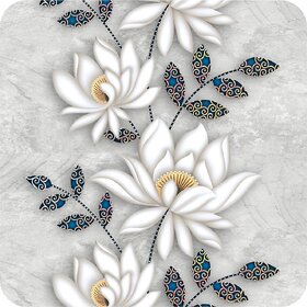Bnezz Wallpaper For The Wall (SilverLotusFlower) Wall Stickers Wall Decal Pack of 1 Roll (40x300)cm For Decoration