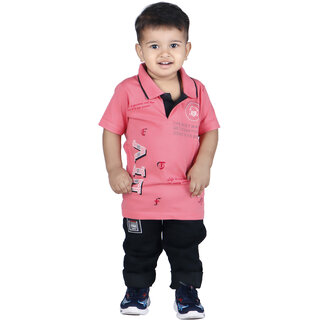                       Kid Kupboard Collared Neck Cotton Baby Boys Regular T-Shirt Light Pink, Half-Sleeves, Pack of 1                                              