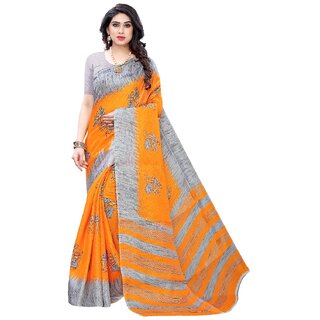                       SVB Sarees Orange Colour Printed Saree                                              