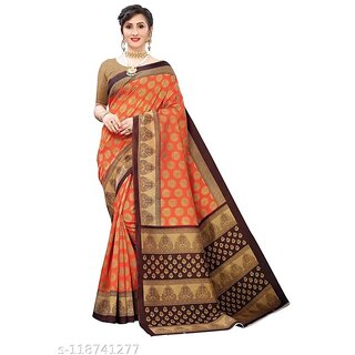                       SVB Saree Orange Colour Printed Saree                                              
