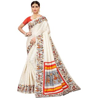                       SVB Saree White  Colour Printed Saree                                              