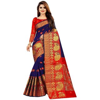                       Blue Colour Banarasi Silk Saree                                              