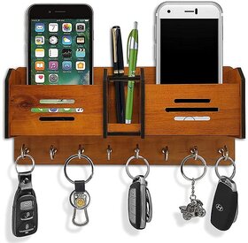 Morex Line Design Wooden Key Holder with Storage Box