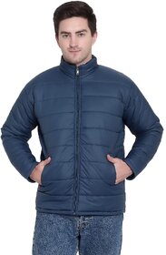 Pause Men's Blue Reversible Solid Long Sleeve Comfortable Winter Jacket