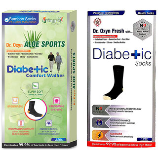 Vringra Dr Oxyn Aloe Sports + Oxyn Silver Diabetic Care Socks For Men  Women - Pain Relief - Diabetic Socks Combo Pack