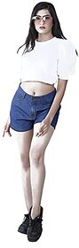 MEGHZ Women's Dark Blue Regular Shorts
