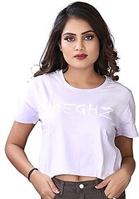 MEGHZ Women's Round Neck Lavender Crop-TOP