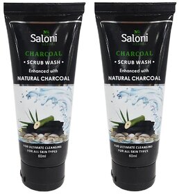 Saloni Herbal Charcoal Scrub Wash, Pack of 2, 60ml Each
