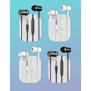 Moonwalk PACK OF 4 Champ Wired Durable Earphones with Microphone, Clear Sound (Colour As Per Availability)