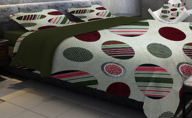 Bed Looks Collection Double Bed sheet (90x100) (1+2 Set) 300 TC Green Polka Design