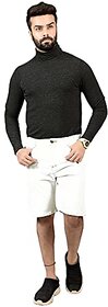 MEGHZ Men's White Denim Regular Shorts