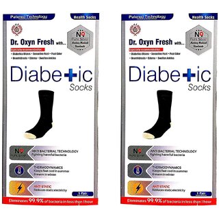 Vringra Dr Oxyn Fresh Silver Diabetic Care Socks For Men Women - Diabetic Socks - Foot Pain Relief (Pack of 2)