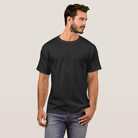 MENS BLACK SOLID T-SHIRT WITH PURE COTTON 160GSM