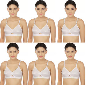 Cutons Women Non Padded Cotton Bra Combo (White) (Pack Of 6)