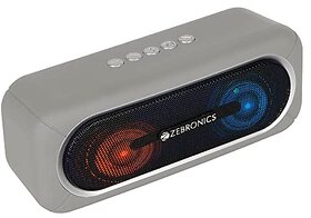 Zebronics ZEB-DELIGHT 20 Bluetooth v5.0 portable speaker with 10W RMS TWS function FM radio Call function supports USB microSD 5H backup built-in rechargeable battery AUX and RGB lights (GREY)