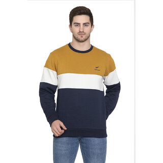                       Oakmans Men Regular Fit Round Neck Sweatshirts Mustard Size S                                              