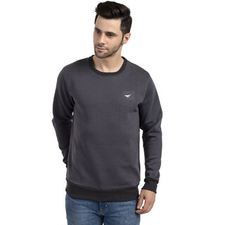                       Oakmans Men Regular  Solids Men's Sweatshirts Charcoal Size S                                              