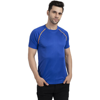                       Oakmans Men Regular  Solids Men's T-shirts Blue Size S                                              