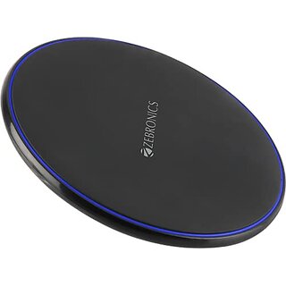                       ZEBRONICS ZEB-WCP1001S 10W Wireless Charging Pad with Foreign Object Detection 10W/7.5W/2.5W Support (Black)                                              