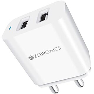                       Zebronics ZEB-MA5321A Dual USB Charger with DC 5V 3.1A Type C Cable Fast Charge high Efficiency LED Indicator Smartphone Compatible Auto self Recovery and Over Temperature Protection(White)                                              
