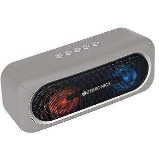                       Zebronics ZEB-DELIGHT 20 Bluetooth v5.0 portable speaker with 10W RMS TWS function FM radio Call function supports USB microSD 5H backup built-in rechargeable battery AUX and RGB lights (GREY)                                              