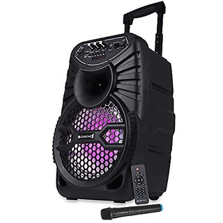                       Zebronics ZEB-100 MOVING MONSTER X8L Wireless Bluetooth Trolley Speaker With Supporting SD Card USB AUX FM Remote Control Wireless Mic and RGB Lighting. (24 Watt)                                              