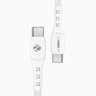                       Zebronics ZEB-TT20V Type C to Type C Cable with 20W PD Protocol Support Fast Charging Smartphone use Durable 1 Meter and Data Transfer Feature(White)                                              