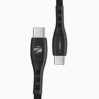                       Zebronics ZEB-TT20V Type C to Type C Cable with 20W PD Protocol Support Fast Charging Smartphone use Durable 1 Meter and Data Transfer Feature(Black)                                              