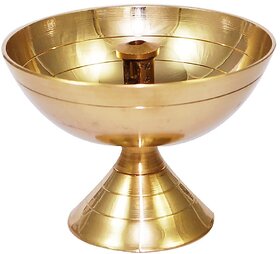 Raviour Lifestyle Pure Brass Lotus Shaped Beautiful Diya of Small Size Traditional Diya for All Puja