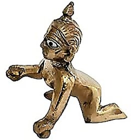Raviour Lifestyle Pure Brass Made Laddu Gopal Ji Idol for Home Temple Little Kanha Murti Special Gift For Someone