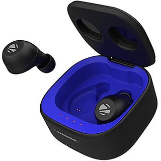                       Zebronics Zeb- Sound Bomb S1 Wireless Earbuds Comes with Bluetooth v5.0 Supporting Call FunctionVoice Assistant and Upto 18Hrs of Playback Time with Portable Charging Case (Black+Blue)                                              