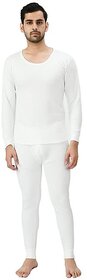 IndiWeaves Men White Thermal Set for Winter Top and Pyjama Set Warm for Winters