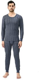 IndiWeaves Men Dark Blue Thermal Set for Winter Top and Pyjama Set Warm for Winters