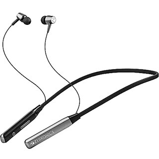                       Zebronics Zeb-Lark Metallic Wireless in Ear Neckband Earphone with BT 5.0 Rapid Fast Charging (Metallic Black)                                              