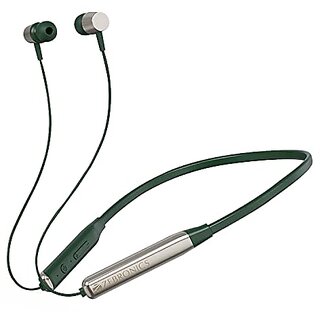                       Zebronics Zeb-Lark Metallic Wireless in Ear Neckband Earphone with BT 5.0 Rapid Fast Charging (Metallic Green)                                              