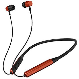                       Zebronics Zeb-Lark Wireless in Ear Neckband Earphone with BT 5.0 Rapid Fast Charging Up to 17H Battery Life Dual Pairing Call Function Splash Proof Magnetic Earpiece (Orange)                                              