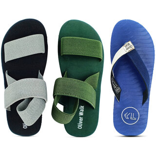                       OLIVER WALK Men Slipper and Sandal Set of 3                                              