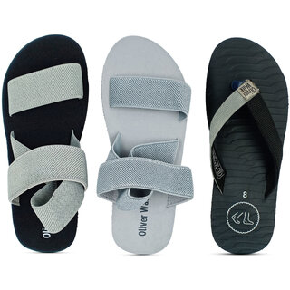                       OLIVER WALK Men Slipper - Sandal Pack of 3                                              