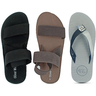                       OLIVER WALK Men Slipper  Sandal Set of 3                                              