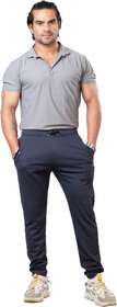 Blue Solid Mens Track Pant