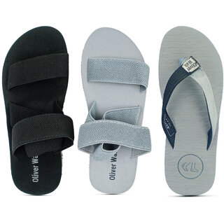                       OLIVER WALK Men Flip Flop and Sandal Pack of 3                                              