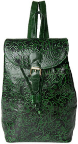 ZINT Shantiniketan Genuine Leather Green Convertible Backpack Tote