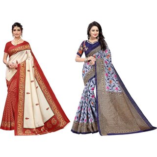                       SVB Sarees Multicolor Art Silk Printed Sarees Pack Of 2 Saree                                              