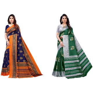 SVB Sarees Multicolor Art Silk Printed Sarees Pack Of 2 Saree SVB Sarees Multicolor Art Silk Printed Sarees Pack Of 2 Saree