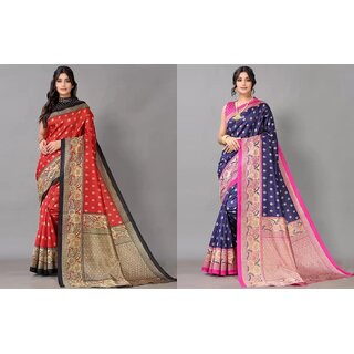 SVB Sarees Multicolor Art Silk Printed Sarees Pack Of 2 Saree SVB Sarees Multicolor Art Silk Printed Sarees Pack Of 2 Saree