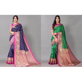                       SVB Sarees Multicolor Art Silk Printed Sarees Pack Of 2 Saree                                              