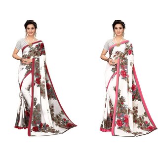 SVB Sarees Multicolor Art Silk Printed Sarees Pack Of 2 Saree SVB Sarees Multicolor Art Silk Printed Sarees Pack Of 2 Saree